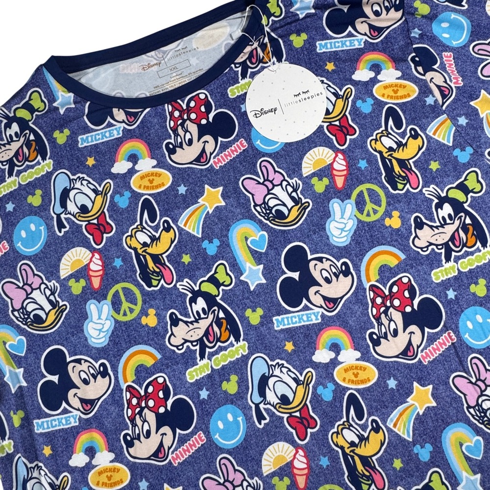Little Sleepies Mickey's Clubhouse Pajama Top Women XXL Blue‎ Disney Long Sleeve